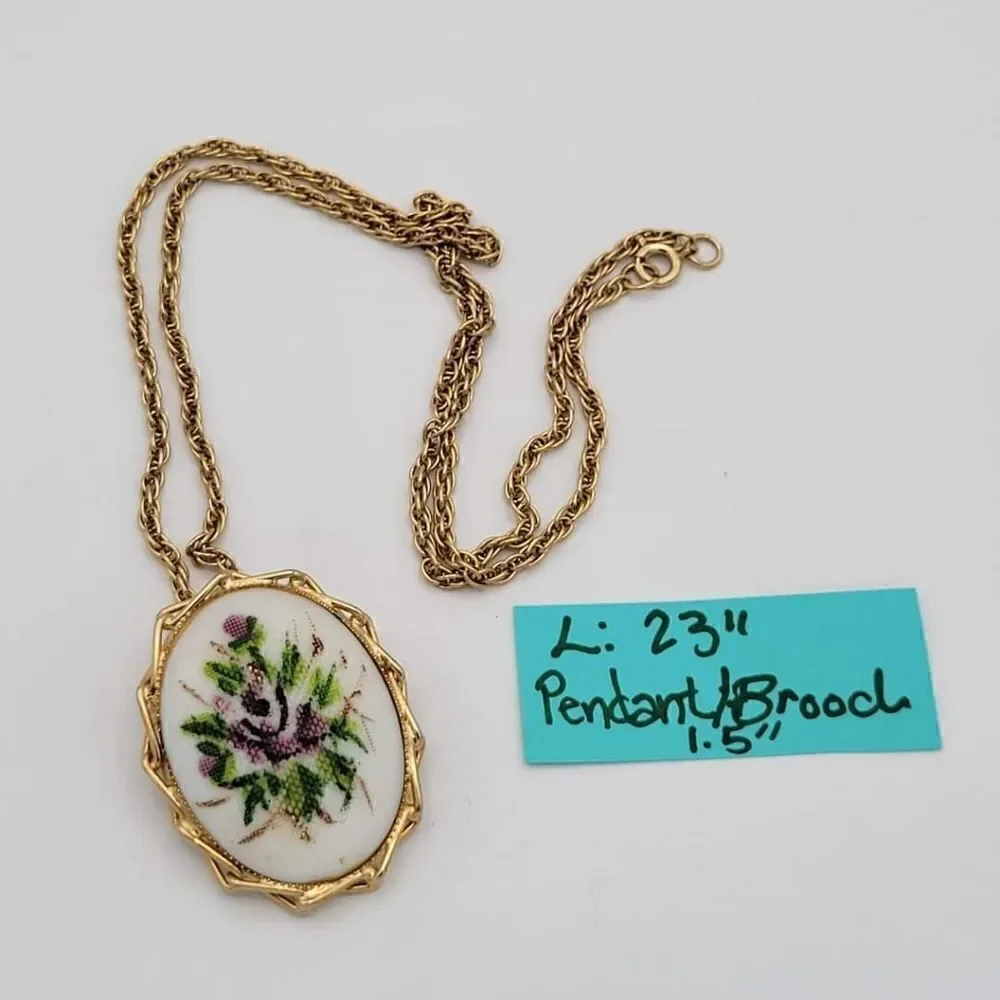 Cameo Style Floral Brooch & Pendant Style Necklace - Picture 10 of 11